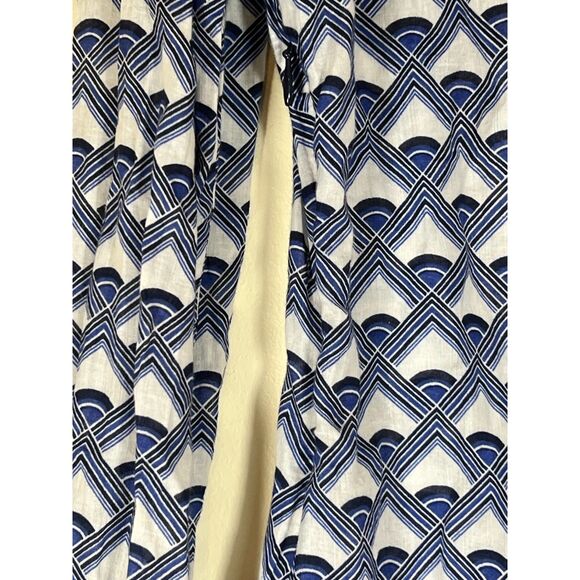 Tory Burch Blue White Geometric Print Long Sleeve‎ Tunic Top - Picture 6 of 6